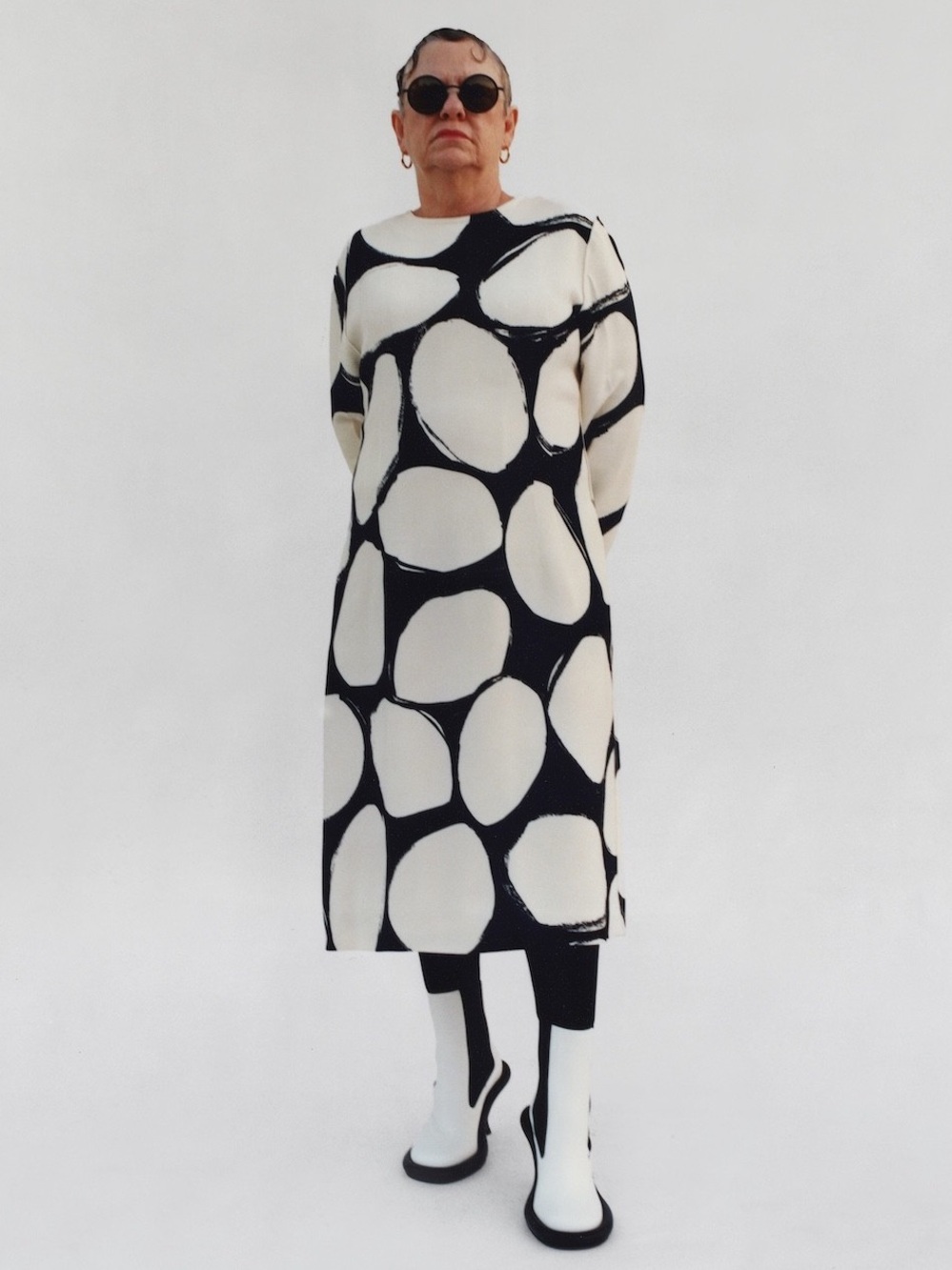 Marni Abstract Printed Silk Crepe Midi Dress Size 0 Black Cream